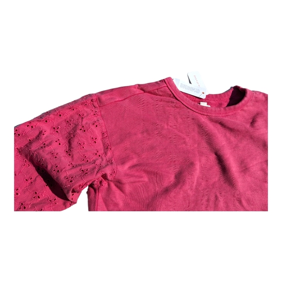 Gymboree Girls XL 14 "One of a Kind" Dyed Pink Sweatshirt w/ Eyelet Sleeves - Picture 2 of 8